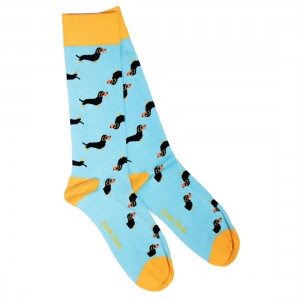 Swole Panda Sausage Dog Bamboo Socks - Yellow