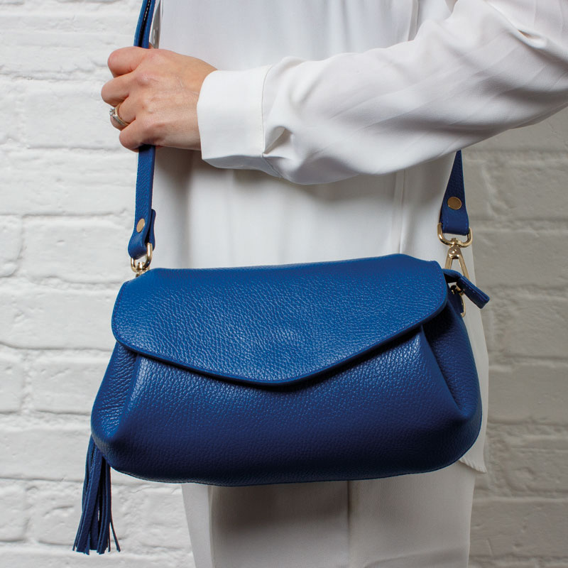 Golden Boot Alba Shoulder Bag - Blue Leather