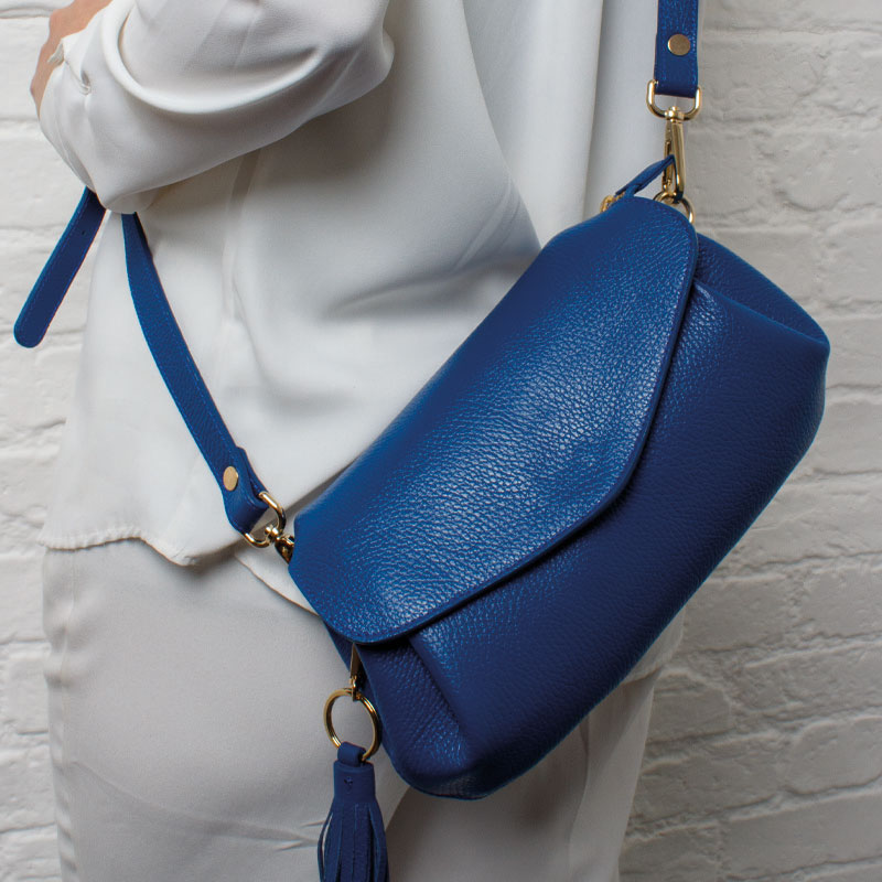 Golden Boot Alba Shoulder Bag - Blue Leather