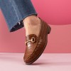Golden Boot Donella 16657 Loafers - Cognac Croc Leather
