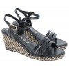 28046 Wedge Sandals - Black Leather