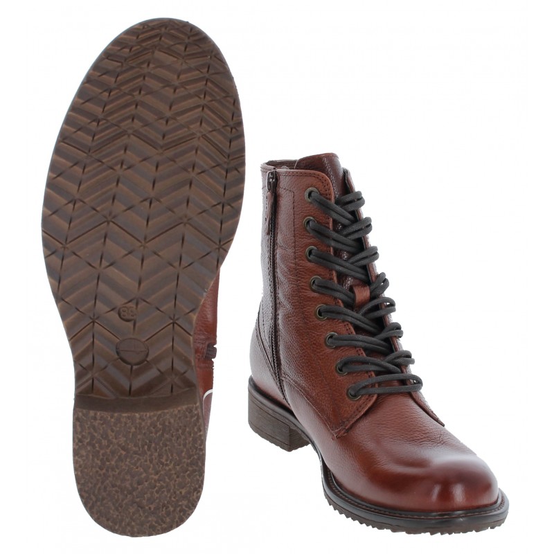 Anouk 25812 Lace-Up Ankle Boots - Cognac Leather