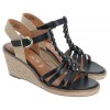 28042 Wedge Sandals - Black Leather