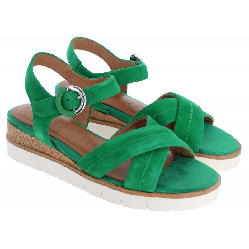 28202 Wedge Sandals - Green Suede
