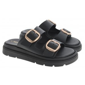 Tamaris 27239 Buckle Mules - Black Leather