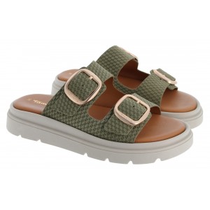 Tamaris 27239 Buckle Mules - Olive Leather