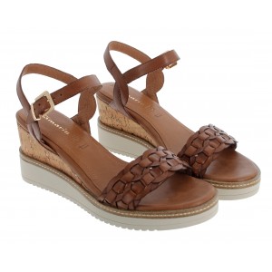 Tamaris 28334 Wedge Sandals - Cognac Leather