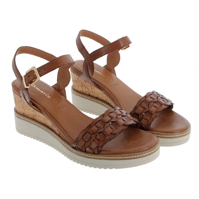 28334 Wedge Sandals - Cognac Leather