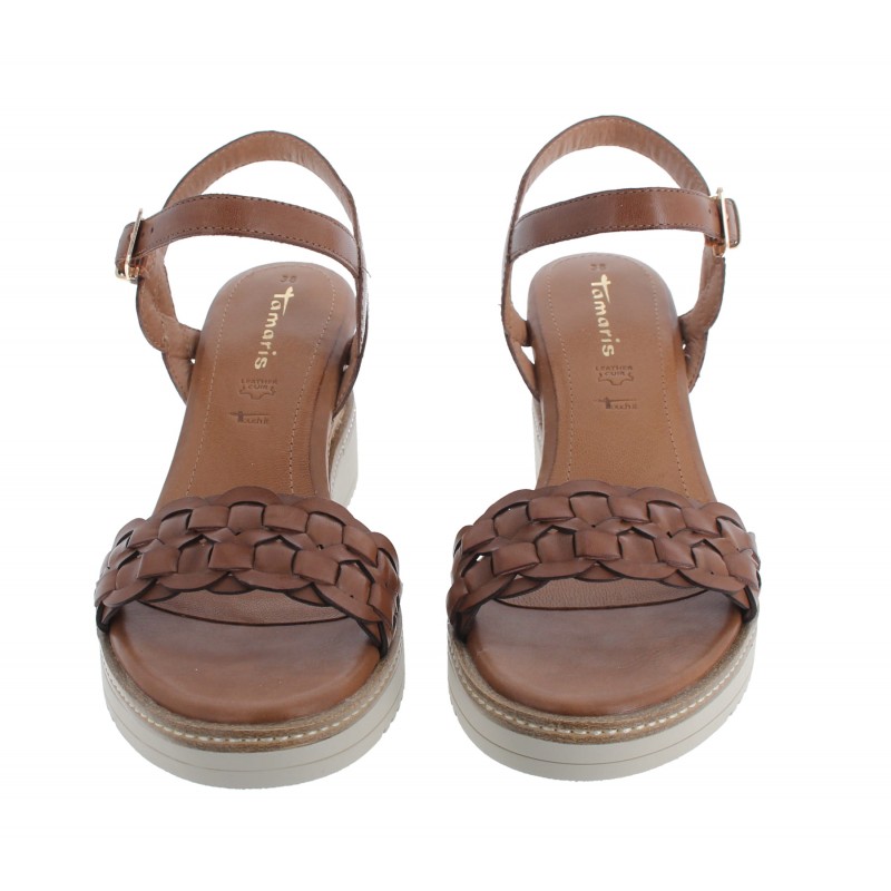 28334 Wedge Sandals - Cognac Leather