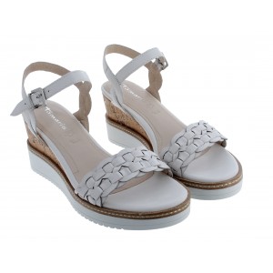 Tamaris 28334 Wedge Sandals - White Leather