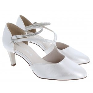 Tamaris 22425 Heeled Court Shoes - Off White 