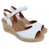 Sia-P Wedge Espadrille Sandals - White Leather