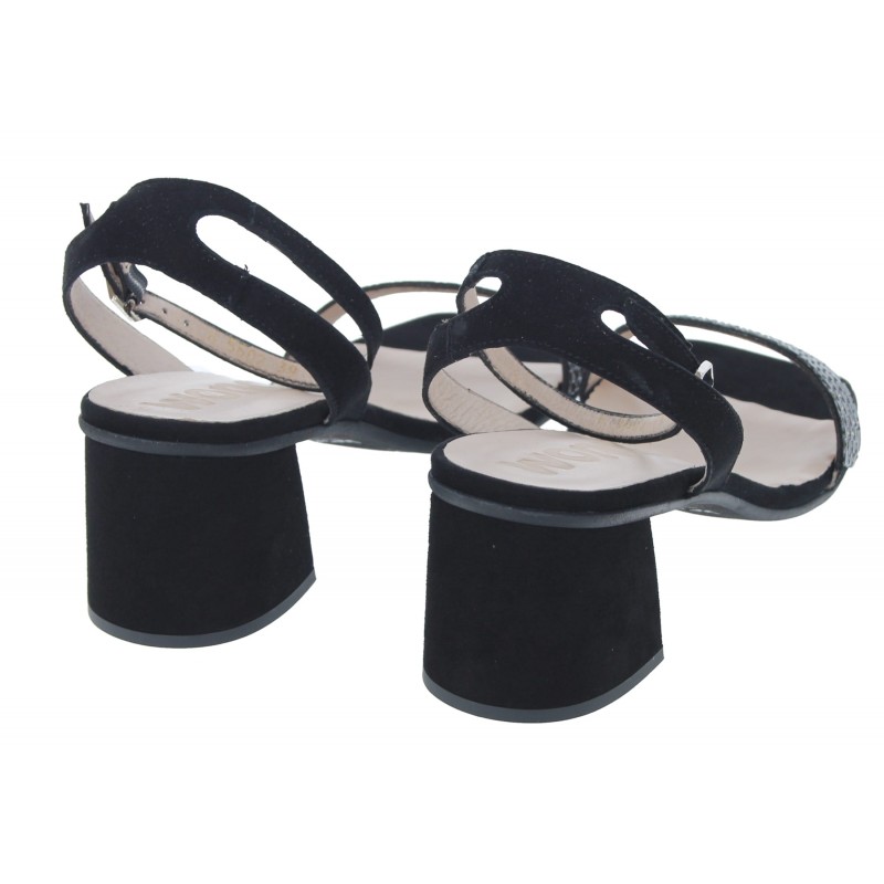 H-5602-F Ankle Strap Sandals - Black Suede