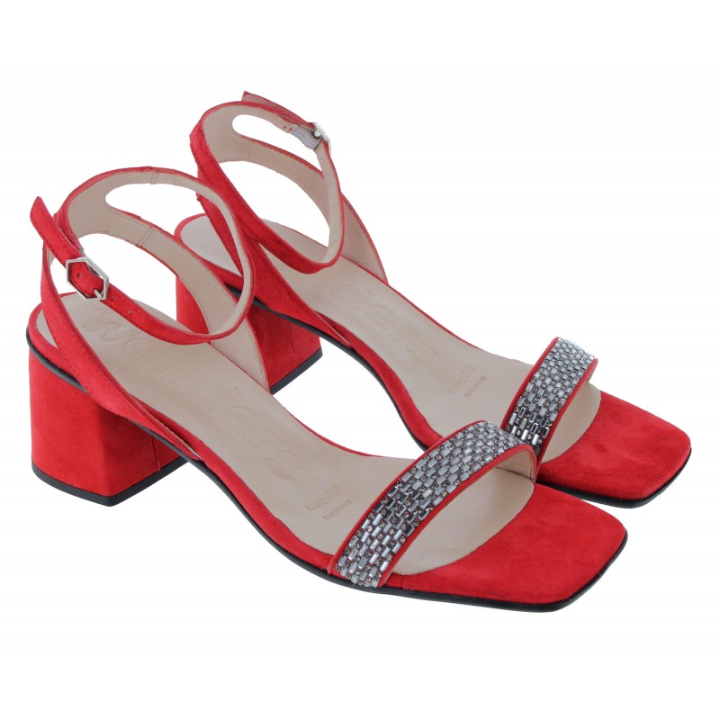 H-5602-F Ankle Strap Sandals - Rojo Suede