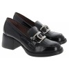 G-6140 Low Heel Loafers - Black Leather