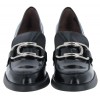 G-6140 Low Heel Loafers - Black Leather