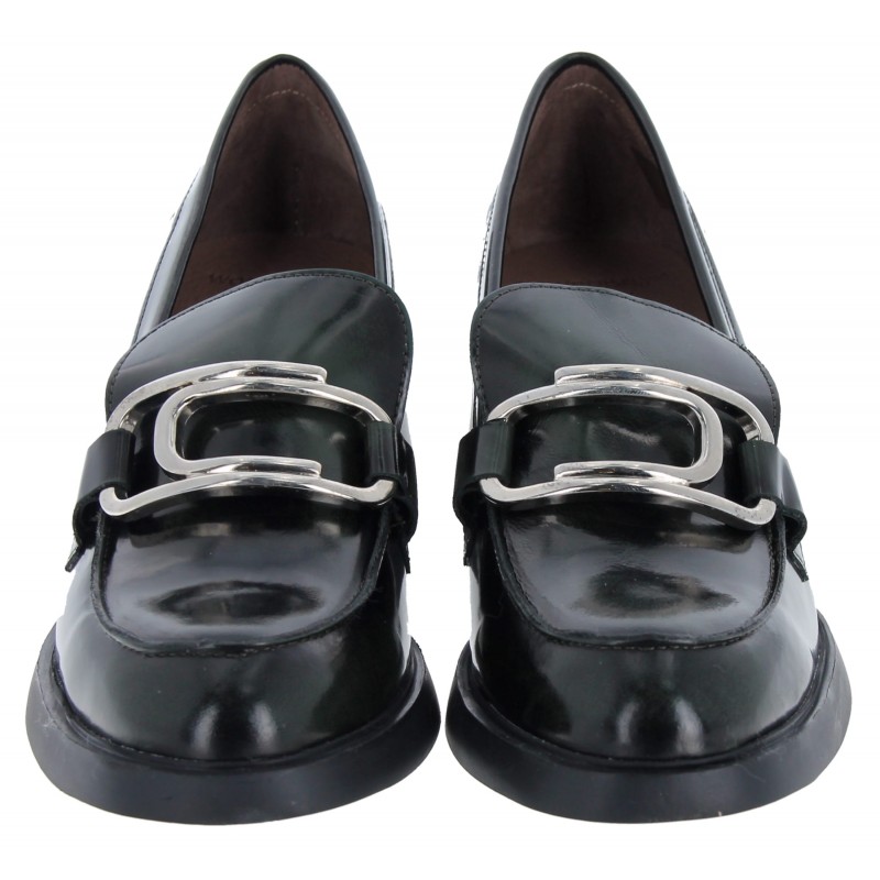 G-6140 Low Heel Loafers - Green Irati Leather