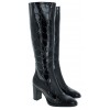 H-4345 Knee High Boots - Black Leather