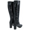 H-4345 Knee High Boots - Black Leather