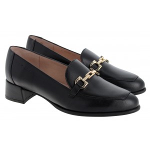 Wonders Alondra C-6030 Heeled Loafers - Black Leather Wonders Alondra C-6030 Heeled Loafers - Black Leather