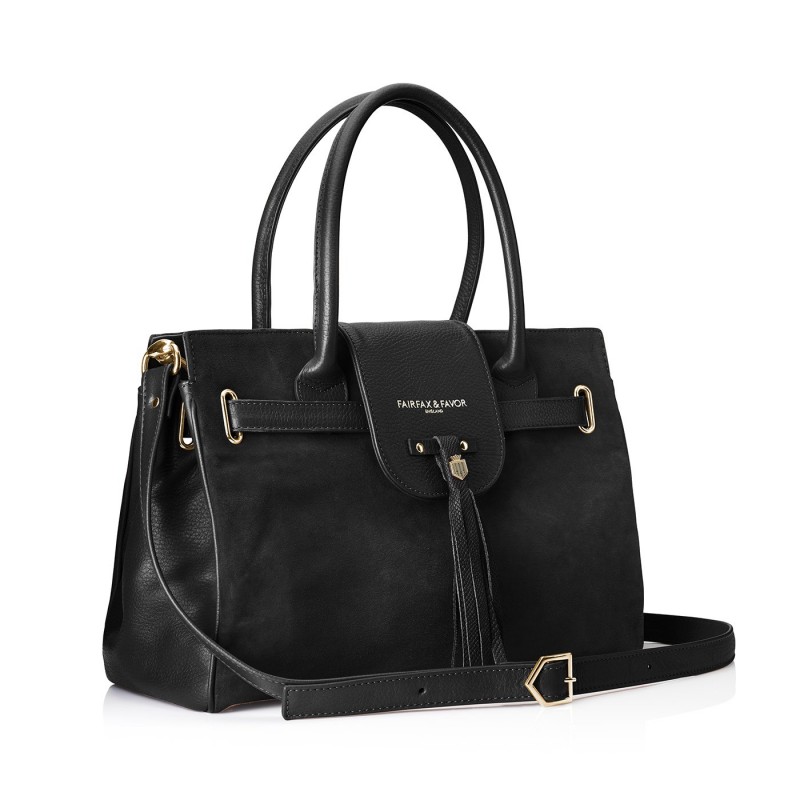 Fairfax & Favor Windsor Handbag - Black Suede