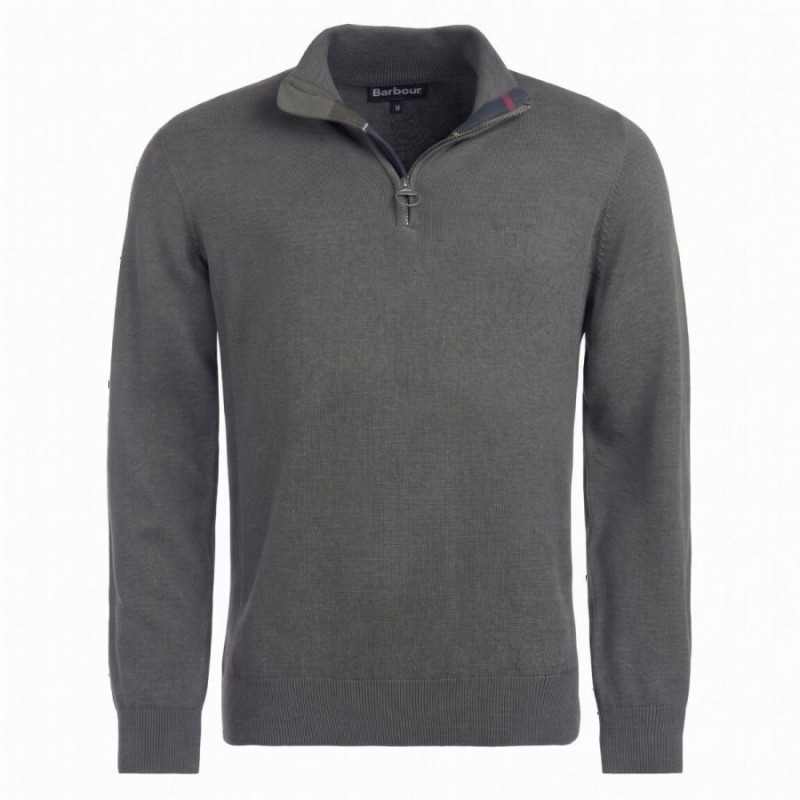 Cotton Quarter Zip Jumper MKN1074 - Olive Marl