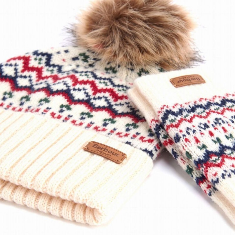 Holly Beanie & Gloves Gift Set LGS0109 - Antique White