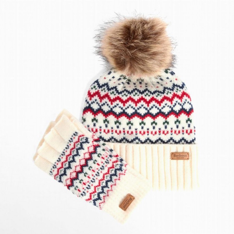 Holly Beanie & Gloves Gift Set LGS0109 - Antique White