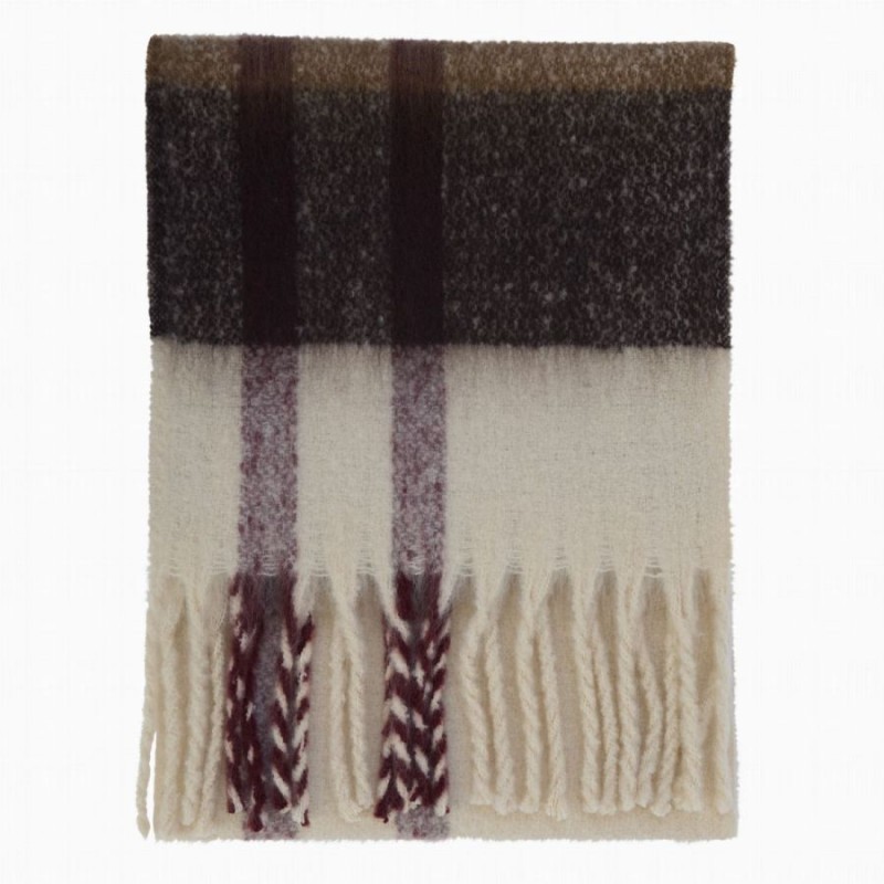 Isla Tartan Boucle Scarf LSC0293 – Ecru Muted Tartan