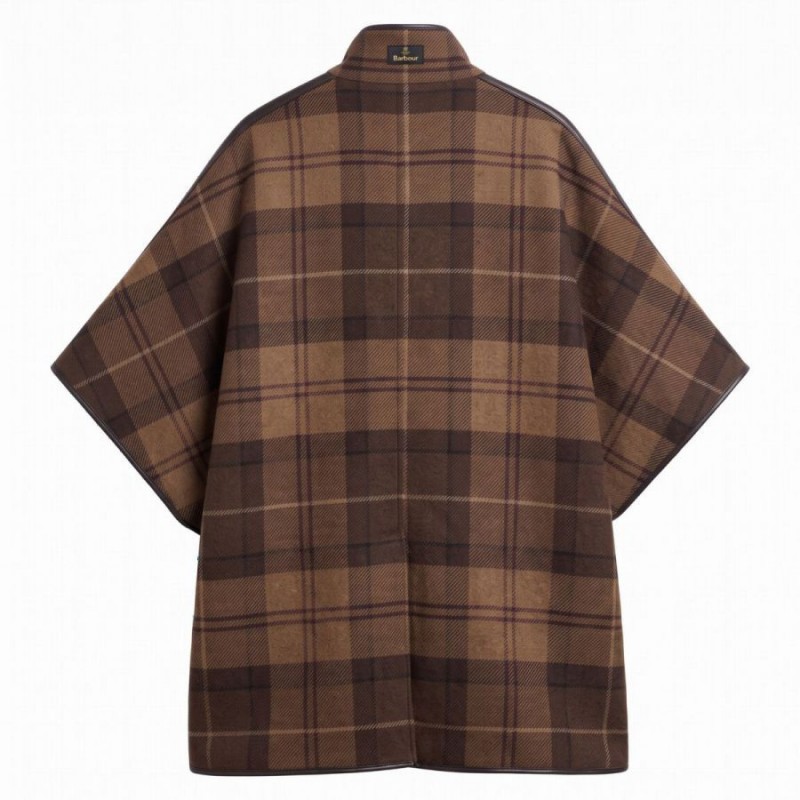 Judith Tartan Wool Cape LWO0266 - Brown
