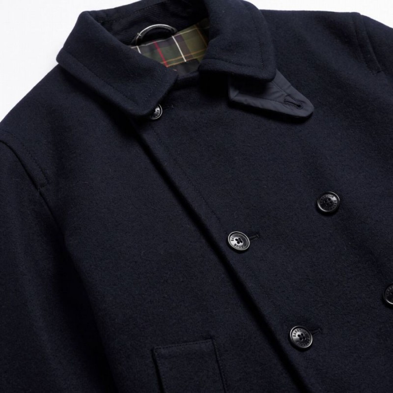 Polzeath Wool Pea Coat MWO0315 - Navy