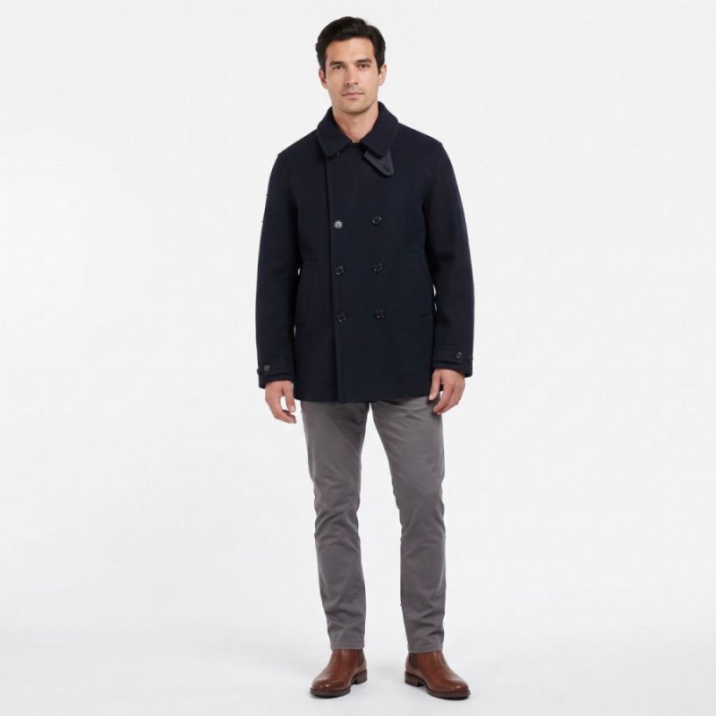 Polzeath Wool Pea Coat MWO0315 - Navy