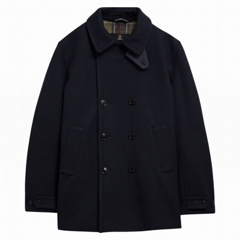 Polzeath Wool Pea Coat MWO0315 - Navy