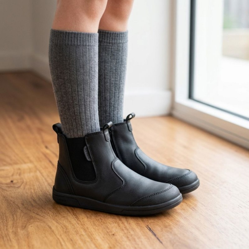 Kid+ Jodhpur II BQ School Shoes - Black Leather