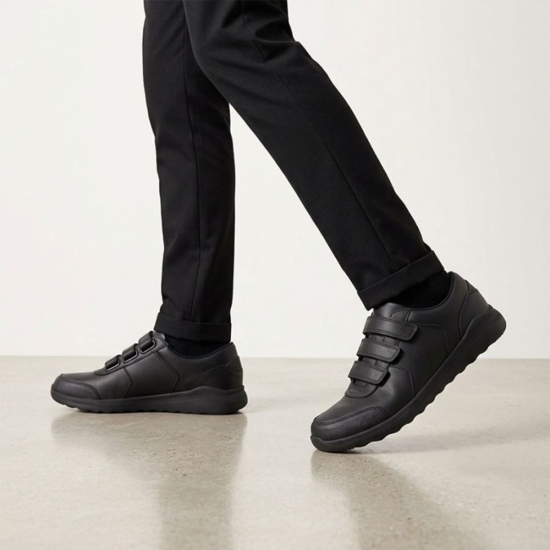 Daze Step 2 Youth School Shoes - Black Leather