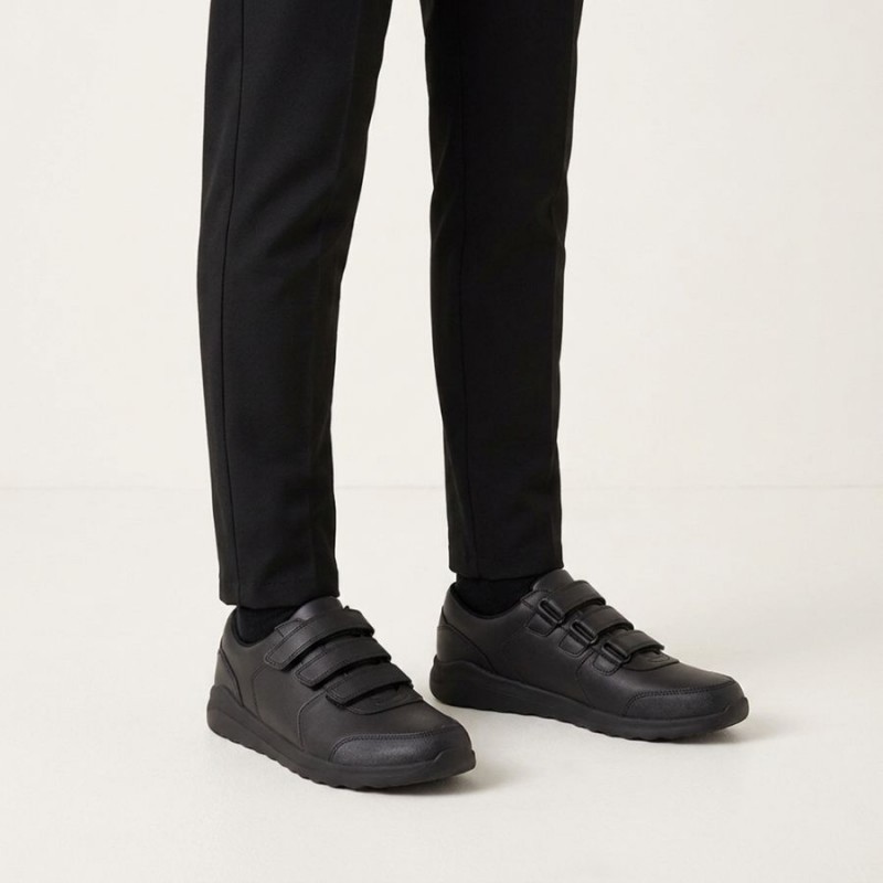 Daze Step 2 Youth School Shoes - Black Leather