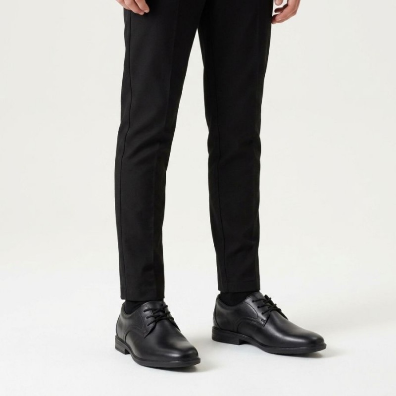 Jonwin Step Youth School Shoes - Black Leather