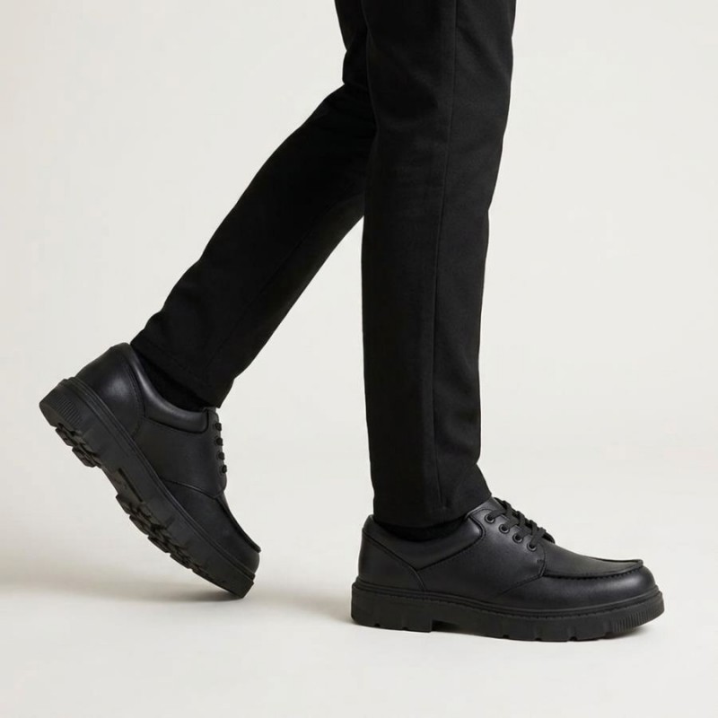 Lorcam Edge Youth School Shoes - Black Leather