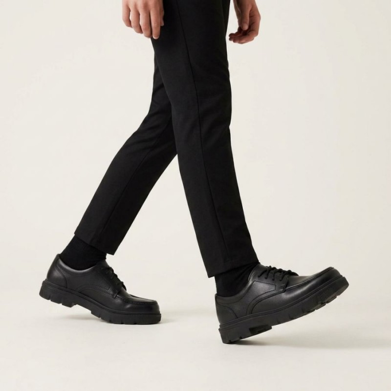 Lorcam Lane Youth School Shoes - Black Leather