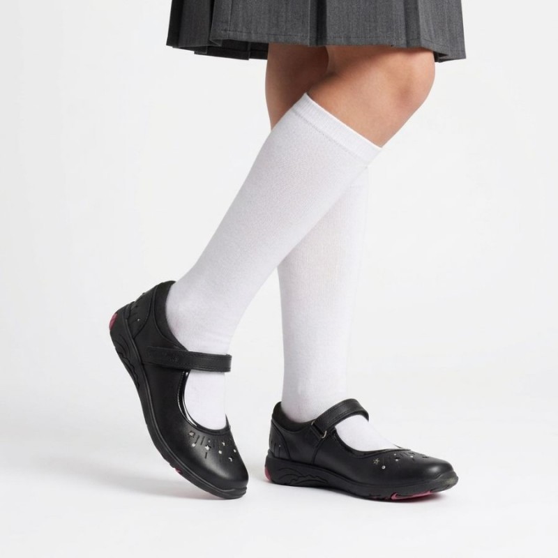 Relda Wish Kids School Shoes - Black Leather
