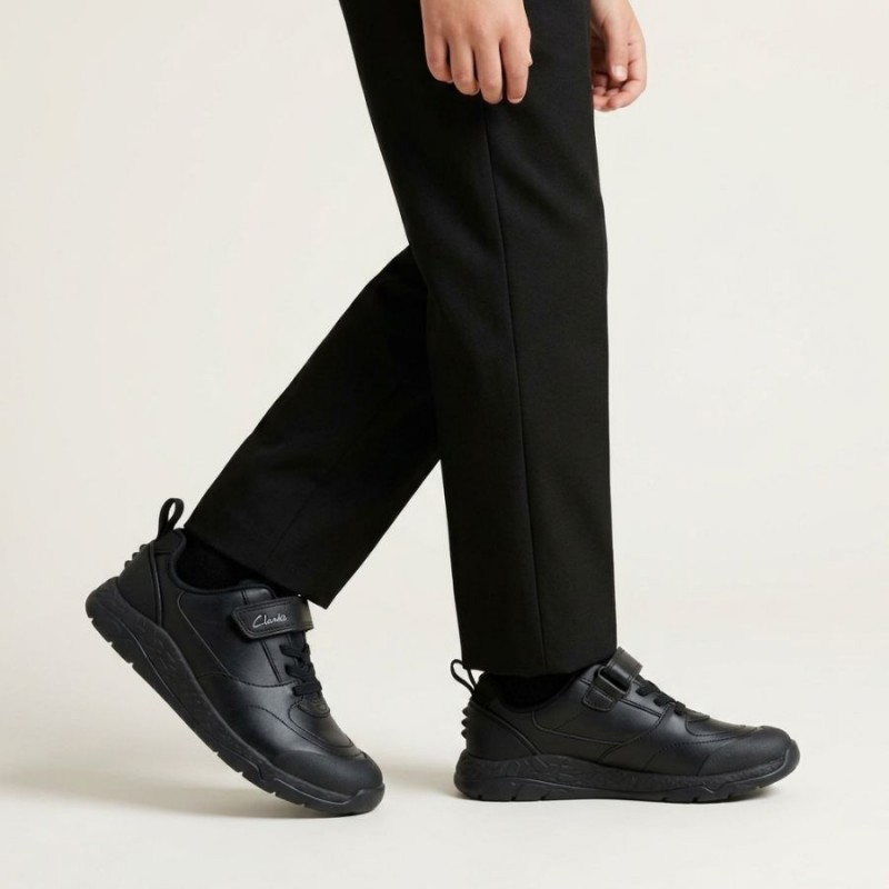 Steggy Stride Kid School Shoes - Black Leather