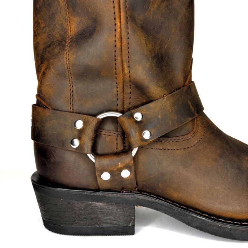 Harness Boots - Distressed Leather