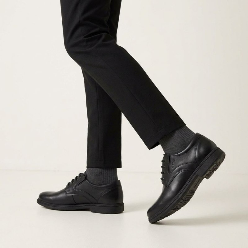 Federico C J04D1C School Shoes - Black Leather