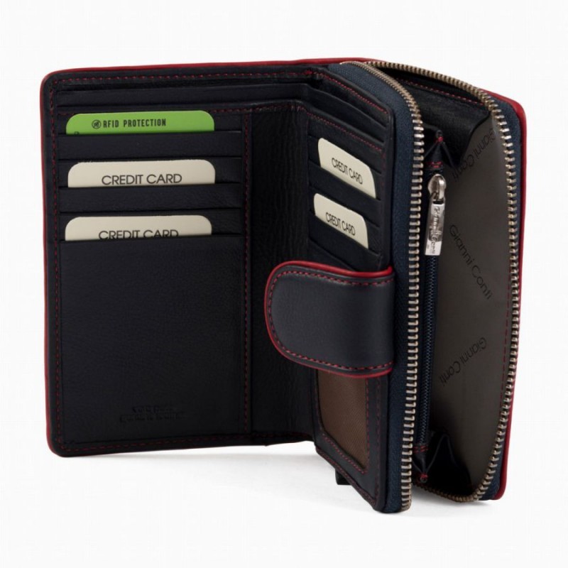 588305 Purse - Navy-Rosso Leather