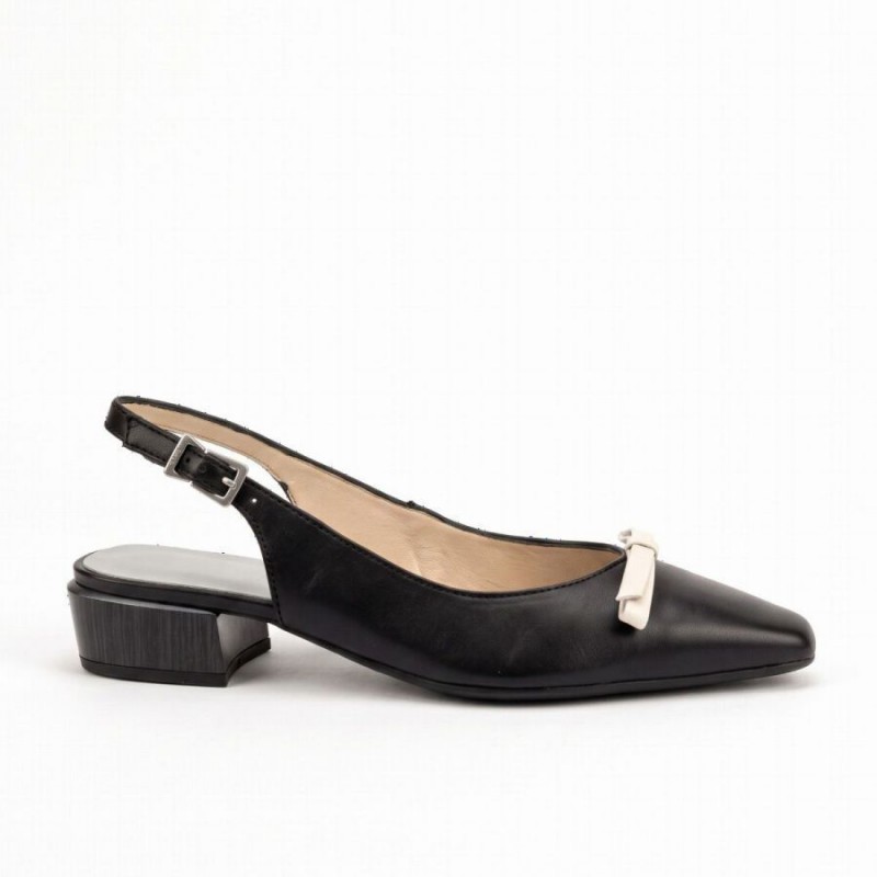 Azucena BHV264771 Slingbacks - Black Leather Azucena BHV264771 Slingbacks - Black Leather