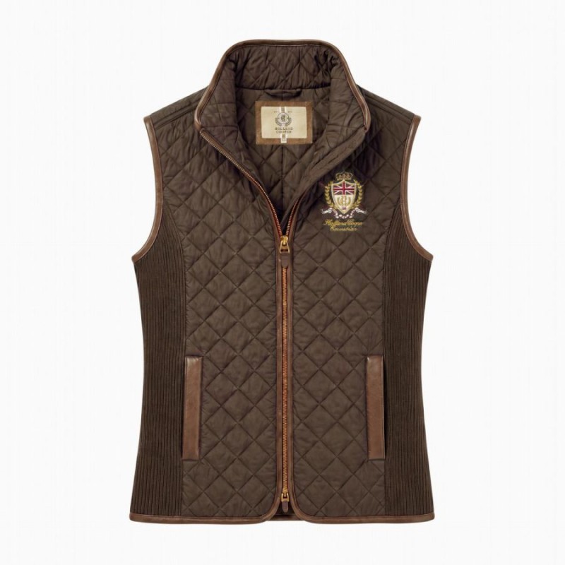 Boughton Diamond Quilt Gilet - Walnut