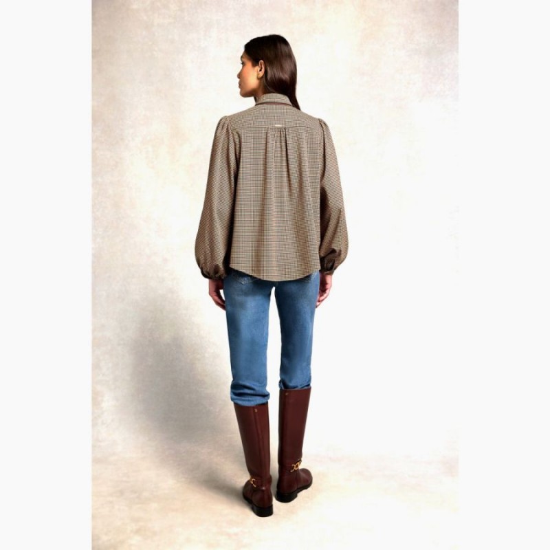 Burford Blouse - Coffee Gingham