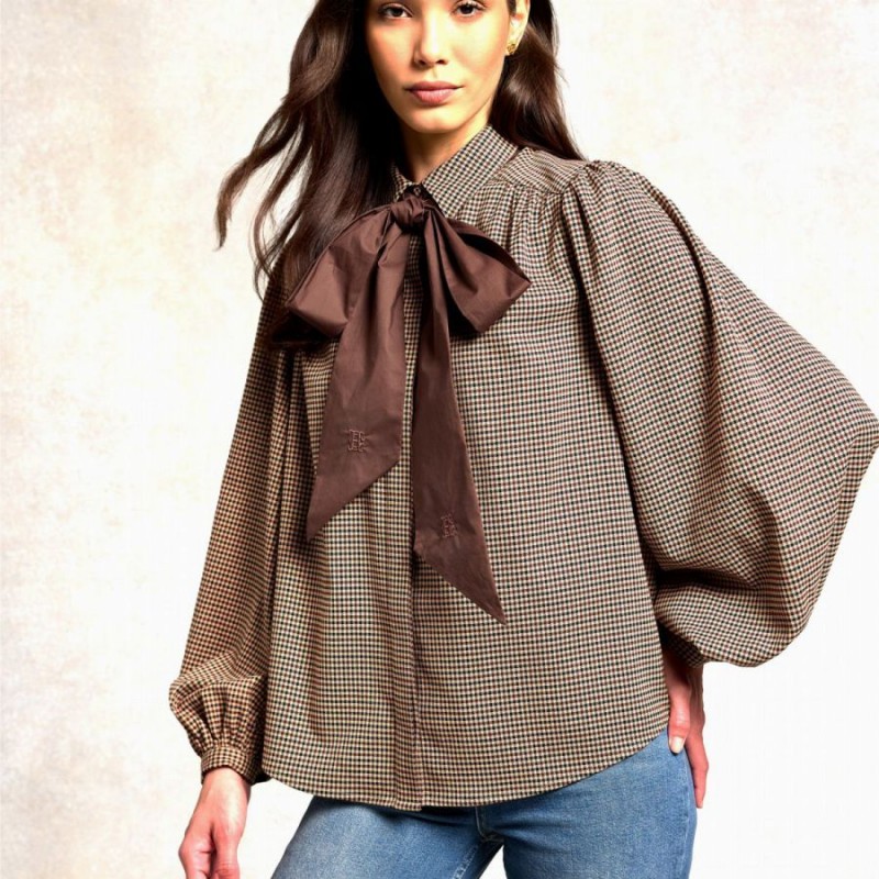 Burford Blouse - Coffee Gingham