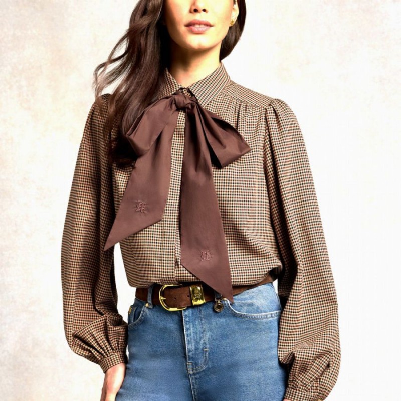 Burford Blouse - Coffee Gingham