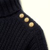 Buttoned Knit Roll Neck - Black